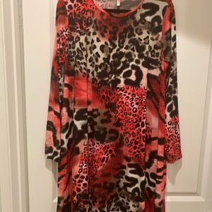 Animal Print Long Sleeve Dress